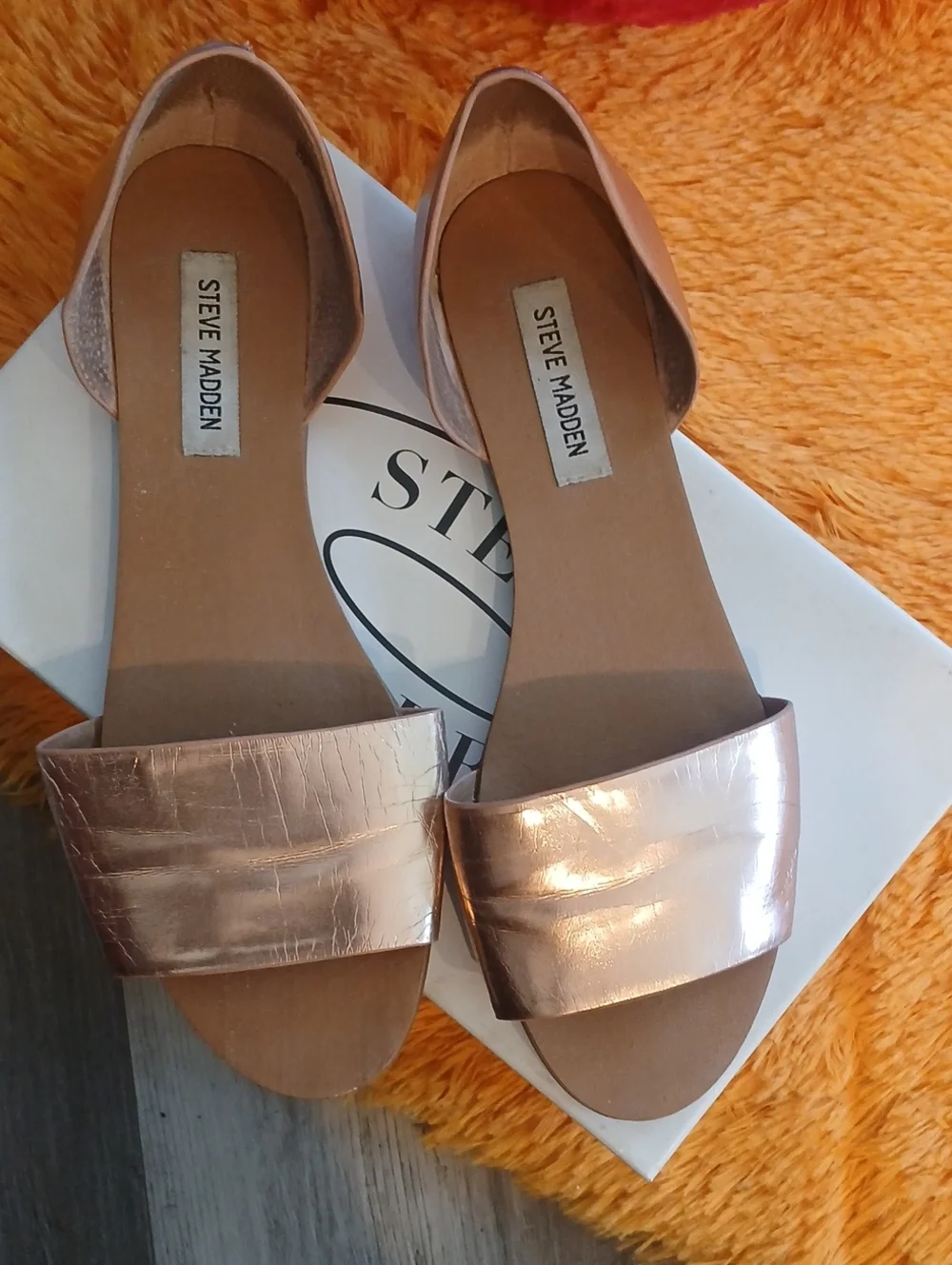Steve Madden Rose Gold Women's Open-Toe Flats